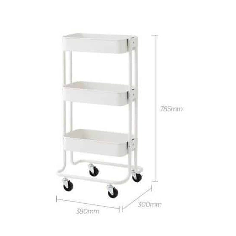 Kệ để đồ 3 tầng nhà bếp có bánh xe - Màu trắng - INP743WHT, , large image number null